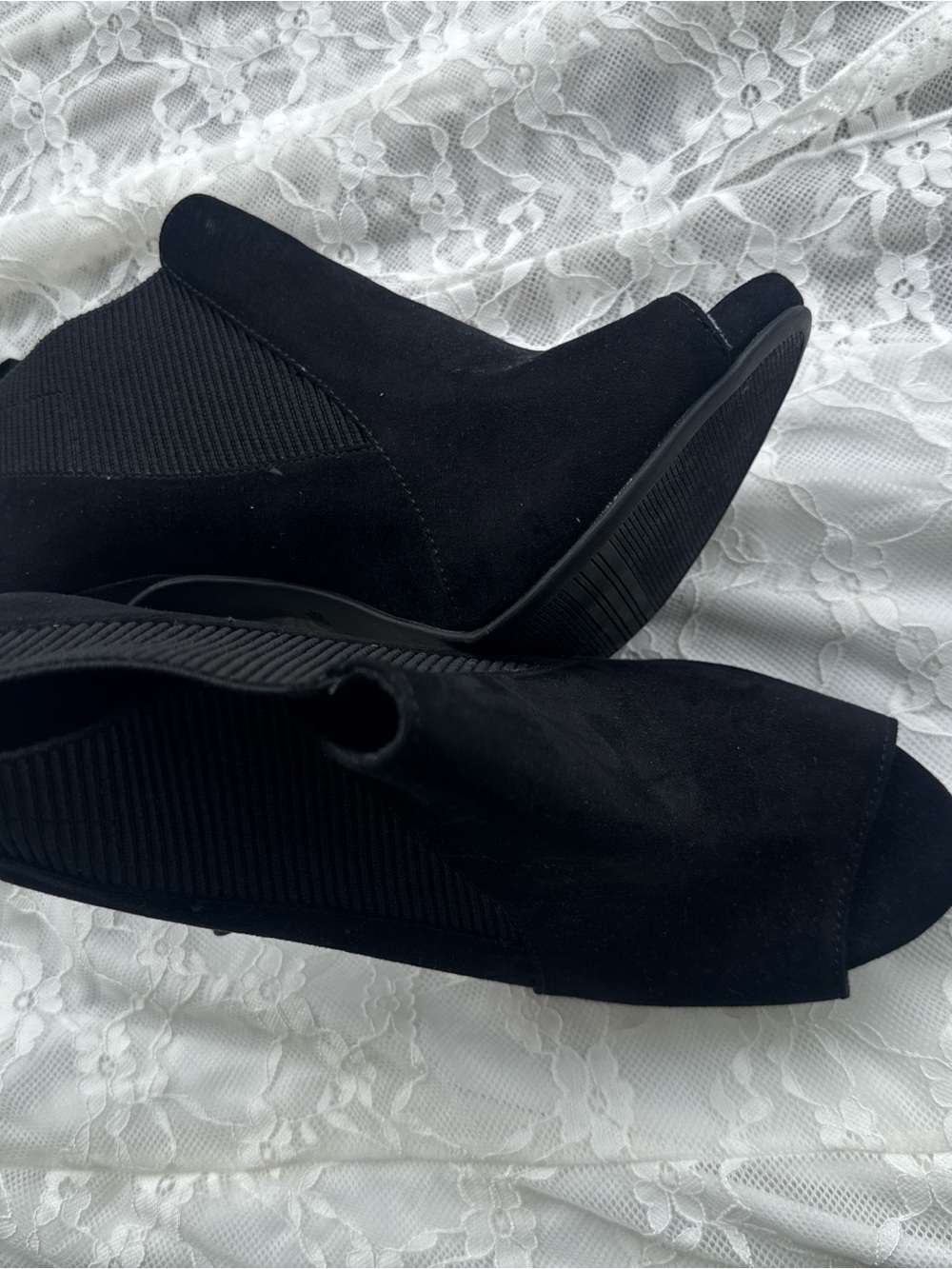 Simply Vera Vera Wang Black Peep-Toe Wedge Booties